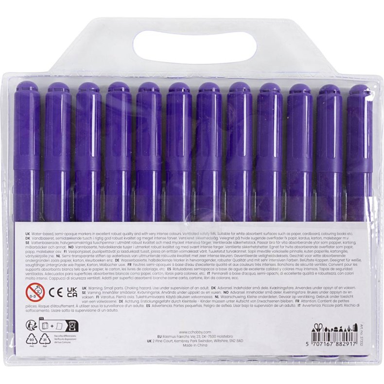 Colortime Tusch, streg 5 mm, lilla, 12 stk./ 1 pk.