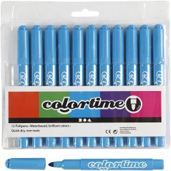 Colortime Tusch, streg 5 mm, lysebl&aring;, 12 stk./ 1 pk.