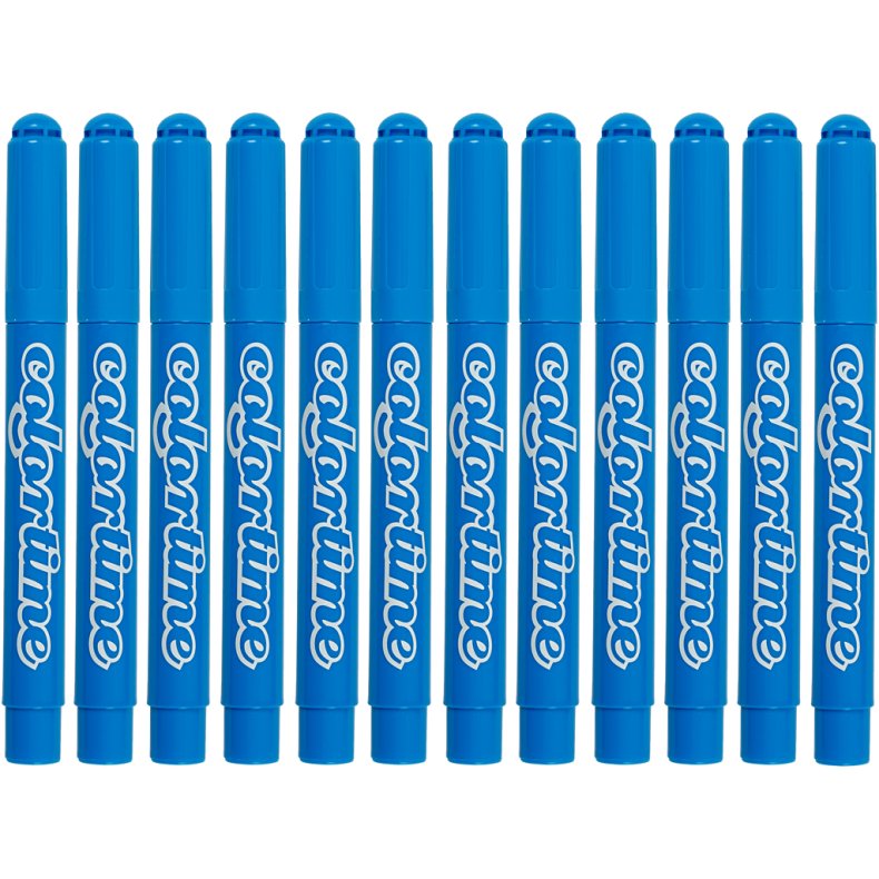 Colortime Tusch, streg 5 mm, lysebl&aring;, 12 stk./ 1 pk.