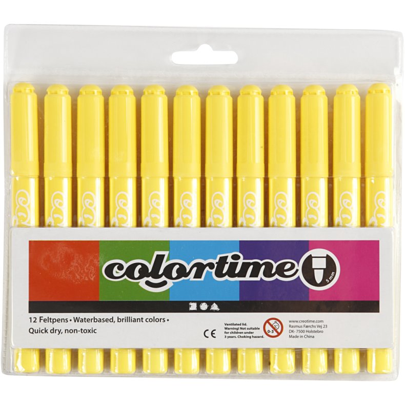 Colortime Tusch, streg 5 mm, citrongul, 12 stk./ 1 pk.