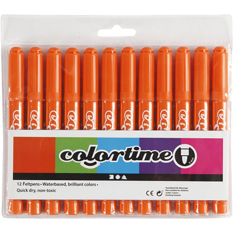 Colortime Tusch, streg 5 mm, orange, 12 stk./ 1 pk.