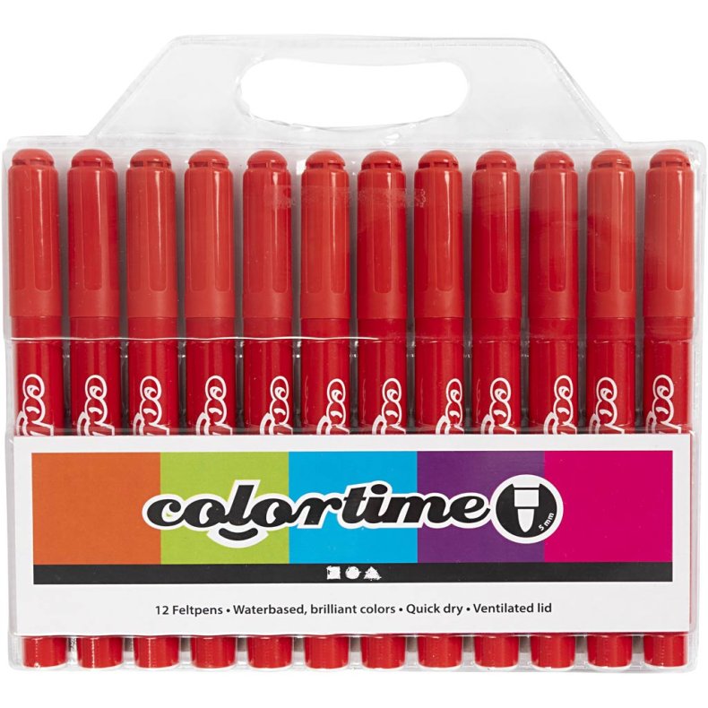 Colortime Tusch, streg 5 mm, r&oslash;d, 12 stk./ 1 pk.