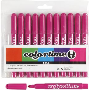 Colortime Tusch, streg 5 mm, rosa, 12 stk./ 1 pk.