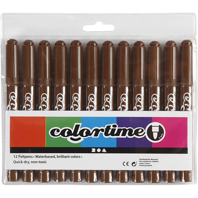 Colortime Tusch, streg 5 mm, brun, 12 stk./ 1 pk.
