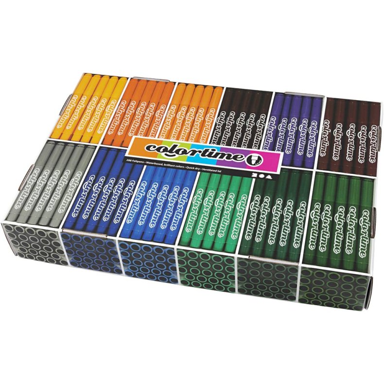 Colortime Tusch, streg 5 mm, suppleringsfarver, 12x24 stk./ 1 pk.