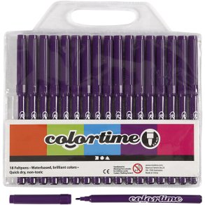 Colortime Tusch, streg 2 mm, lilla, 18 stk./ 1 pk.