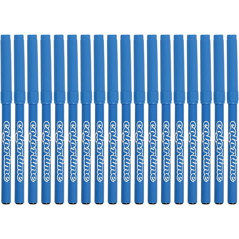 Colortime Tusch, streg 2 mm, lysebl&aring;, 18 stk./ 1 pk.