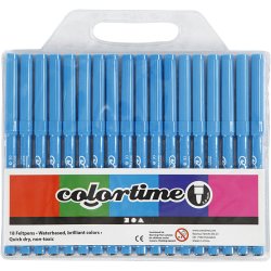 Colortime Tusch, streg 2 mm, lysebl&aring;, 18 stk./ 1 pk.