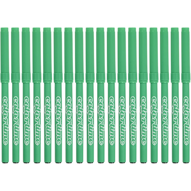 Colortime Tusch, streg 2 mm, lys gr&oslash;n, 18 stk./ 1 pk.
