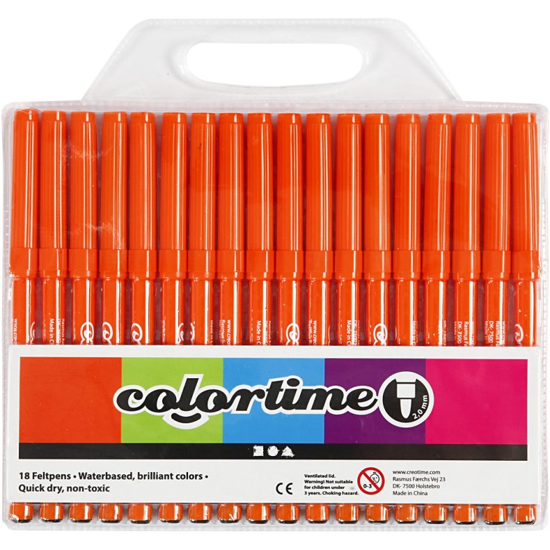 Colortime Tusch, streg 2 mm, orange, 18 stk./ 1 pk.