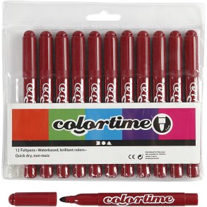 Colortime Tusch, streg 5 mm, vinrød, 12 stk./ 1 pk.