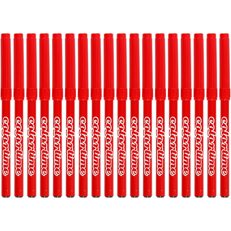 Colortime Tusch, streg 2 mm, r&oslash;d, 18 stk./ 1 pk.