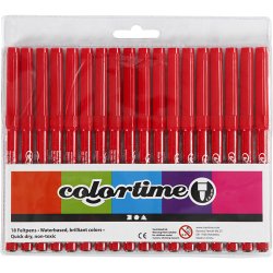 Colortime Tusch, streg 2 mm, r&oslash;d, 18 stk./ 1 pk.