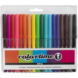 Colortime Tusch, streg 2 mm, ass. farver, 18 stk./ 1 pk.