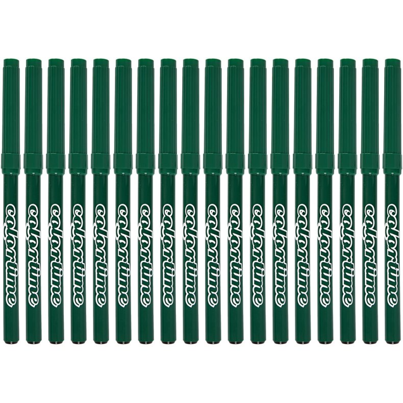 Colortime Tusch, streg 2 mm, m&oslash;rk gr&oslash;n, 18 stk./ 1 pk.