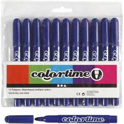 Colortime Tusch, streg 5 mm, m&oslash;rk bl&aring;, 12 stk./ 1 pk.