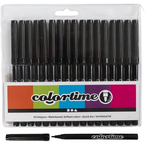 Colortime Tusch, streg 2 mm, sort, 18 stk./ 1 pk.