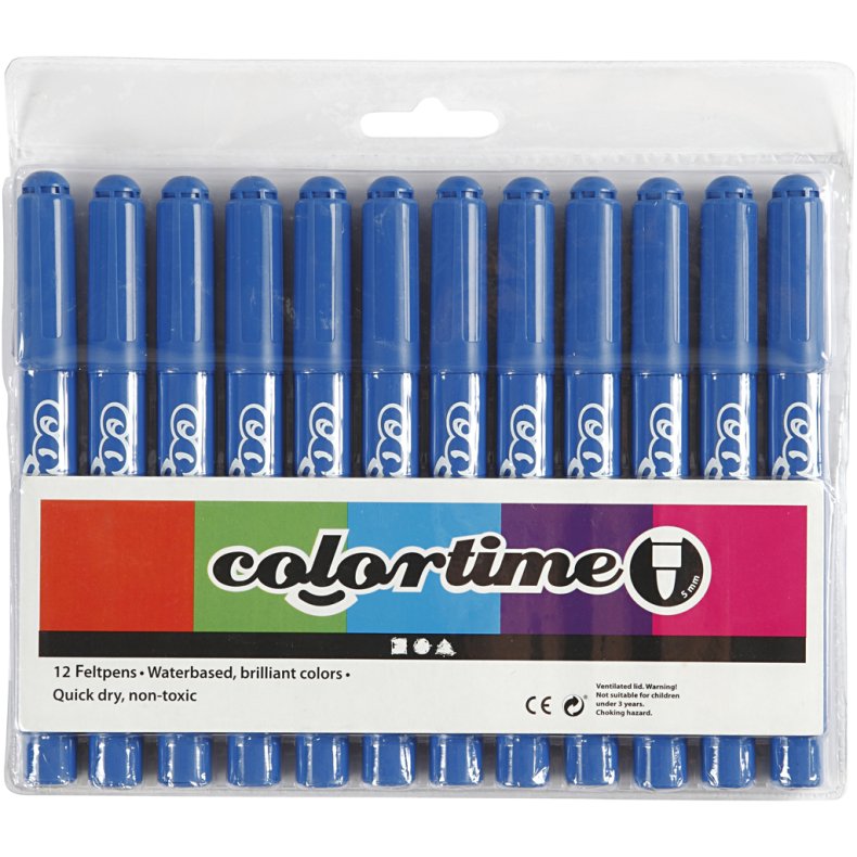 Colortime Tusch, streg 5 mm, azure, 12 stk./ 1 pk.