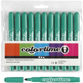 Colortime Tusch, streg 5 mm, klar grøn, 12 stk./ 1 pk.