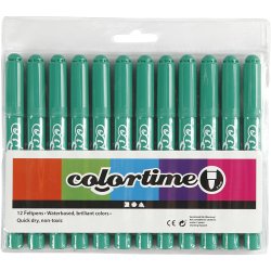 Colortime Tusch, streg 5 mm, klar gr&oslash;n, 12 stk./ 1 pk.