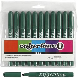 Colortime Tusch, streg 5 mm, gr&oslash;n, 12 stk./ 1 pk.