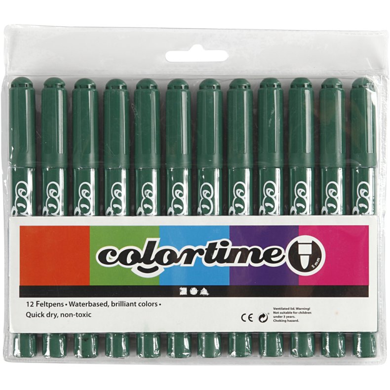 Colortime Tusch, streg 5 mm, gr&oslash;n, 12 stk./ 1 pk.