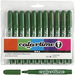 Colortime Tusch, streg 5 mm, grangr&oslash;n, 12 stk./ 1 pk.
