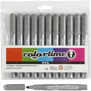 Colortime Tusch, streg 5 mm, grå, 12 stk./ 1 pk.