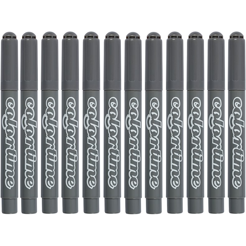 Colortime Tusch, streg 5 mm, gr&aring;, 12 stk./ 1 pk.