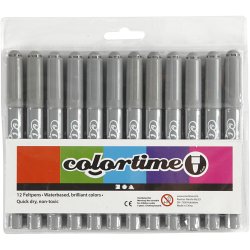 Colortime Tusch, streg 5 mm, gr&aring;, 12 stk./ 1 pk.