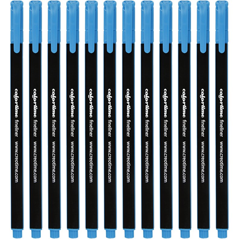 Colortime Fineliner Tusch, streg 0,6-0,7 mm, lysebl&aring;, 12 stk./ 1 pk.