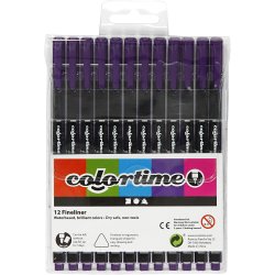 Colortime Fineliner Tusch, streg 0,6-0,7 mm, lilla, 12 stk./ 1 pk.