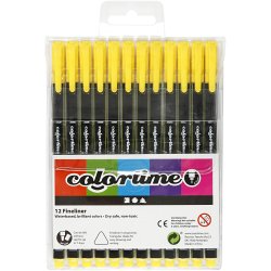 Colortime Fineliner Tusch, streg 0,6-0,7 mm, gul, 12 stk./ 1 pk.