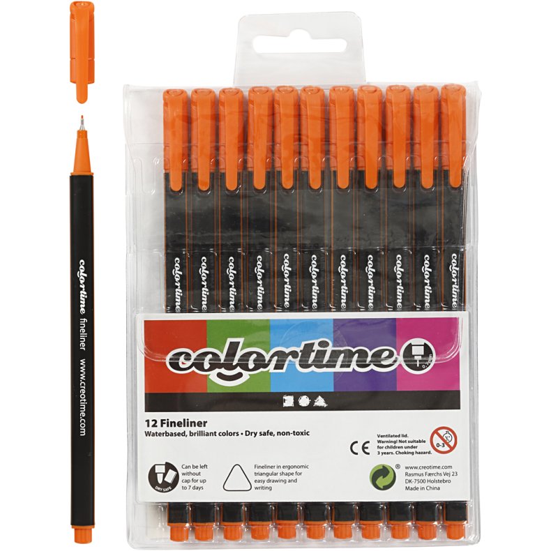 Colortime Fineliner Tusch, streg 0,6-0,7 mm, orange, 12stk./ 1 pk.