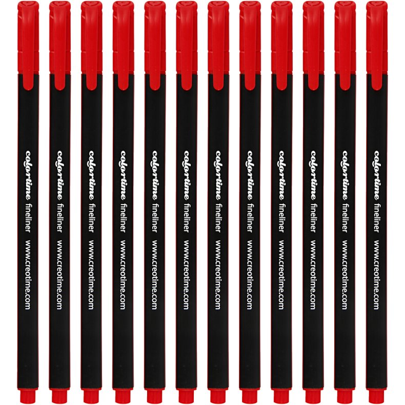 Colortime Fineliner Tusch, streg 0,6-0,7 mm, r&oslash;d, 12 stk./ 1 pk.