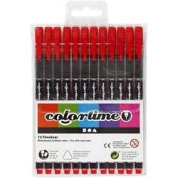Colortime Fineliner Tusch, streg 0,6-0,7 mm, r&oslash;d, 12 stk./ 1 pk.