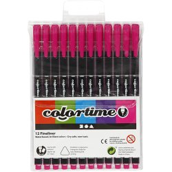 Colortime Fineliner Tusch, streg 0,6-0,7 mm, cyklame, 12 stk./ 1 pk.