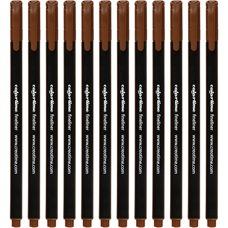 Colortime Fineliner Tusch, streg 0,6-0,7 mm, brun, 12 stk./ 1 pk.