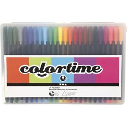 Colortime Fineliner Tusch, streg 0,6-0,7 mm, ass. farver, 24 stk./ 1 pk.