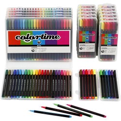 Colortime Fineliner Tusch, streg 0,6-0,7 mm, ass. farver, 18 pk./ 1 pk.