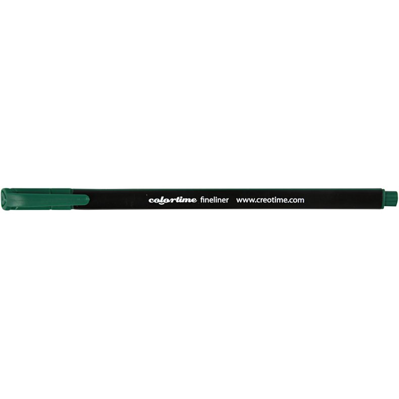 Colortime Fineliner Tusch, streg 0,6-0,7 mm, m&oslash;rk gr&oslash;n, 12 stk./ 1 pk.