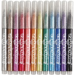 Colortime Glittertusch, streg 2 mm, ass. farver, 12 stk./ 1 pk.