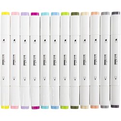 Illustration Marker, streg 1+8 mm, pastelfarver, 12 stk./ 1 pk.