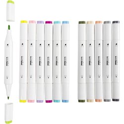 Illustration Marker, streg 1+8 mm, pastelfarver, 12 stk./ 1 pk.