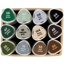 Illustration Marker, streg 1+8 mm, Naturfarver, 12 stk./ 1 pk.
