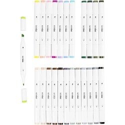 Illustration Marker, streg 1+8 mm, pastelfarver, standardfarver, 24 stk./ 1 pk.