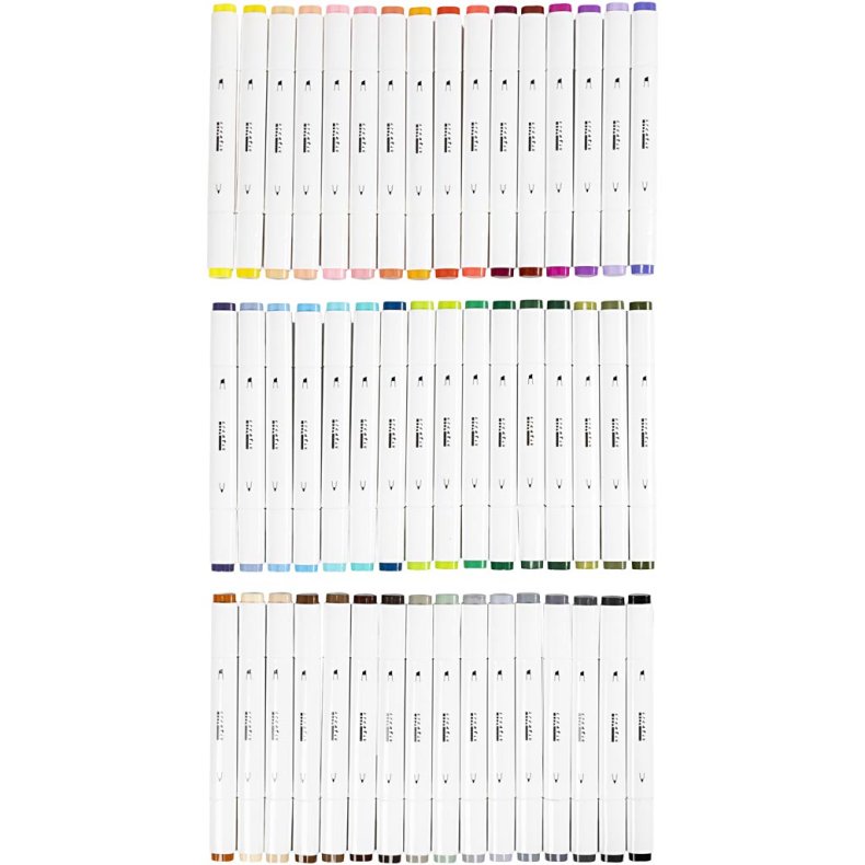 Illustration Marker, streg 1+8 mm, standardfarver, 48 stk./ 1 pk.