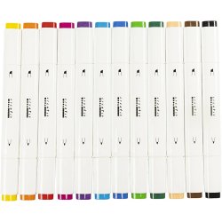 Illustration Marker, streg 1+8 mm, standardfarver, 12 stk./ 1 pk.