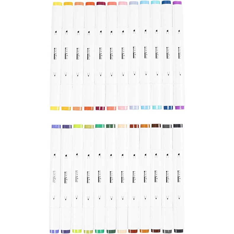 Illustration Marker, streg 1+8 mm, suppleringsfarver, 24 stk./ 1 pk.