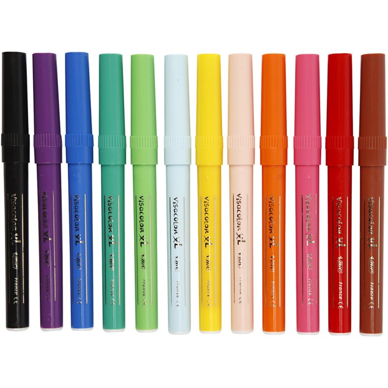 BIC Visa Color Tusch, streg 3 mm, ass. farver, 12 stk./ 1 pk.